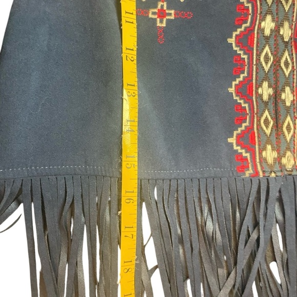 Flying Tomato Blue Faux Suede Southwestern Jacket Fringe Embroidered Small Aztec - Picture 12 of 16